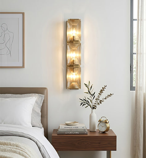 Triple Sparkling Faceted Wall Light: Sculptural Sparkle for Modern Interiors