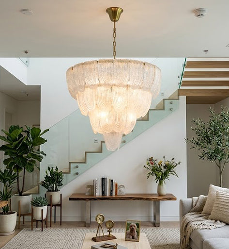 Cascading Glass Petal Chandelier: Elegant Ambient Light for Luxe Interiors