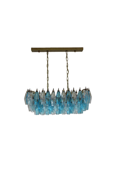 Vintage blue and clear glass Murano Poliedri chandelier