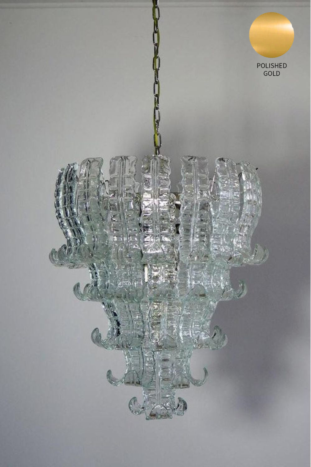 1970s Felci-Style Murano Glass Tiered Chandelier