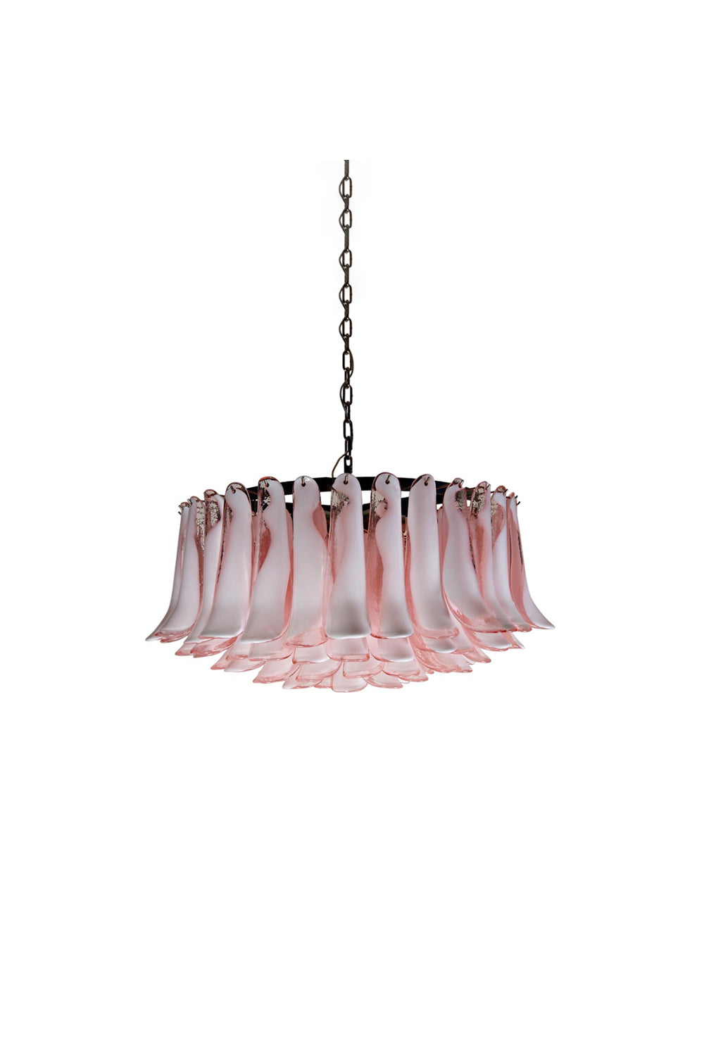 1990s Italian Murano Pink Flower Chandelier