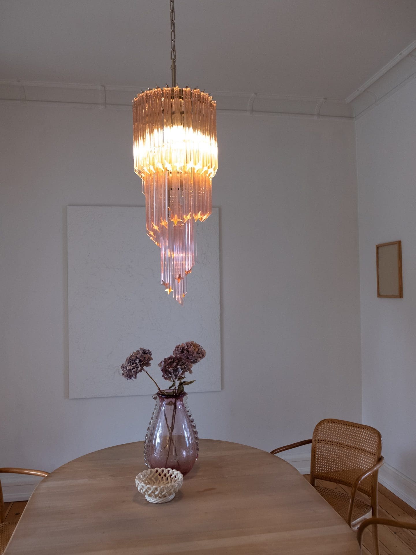 Pink Murano Glass Prism Spiral Chandelier – SamuLighting