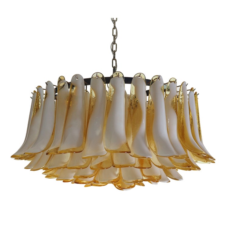 Amber Murano Glass Petal Chandelier