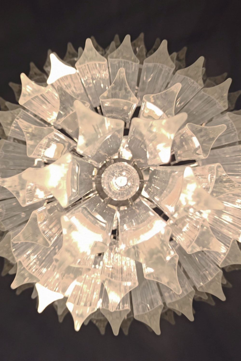 Transparent Murano Glass Prism Tiered Chandelier