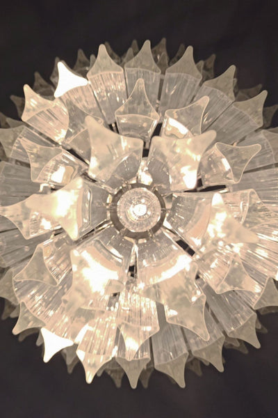 Transparent Murano Glass Prism Tiered Chandelier