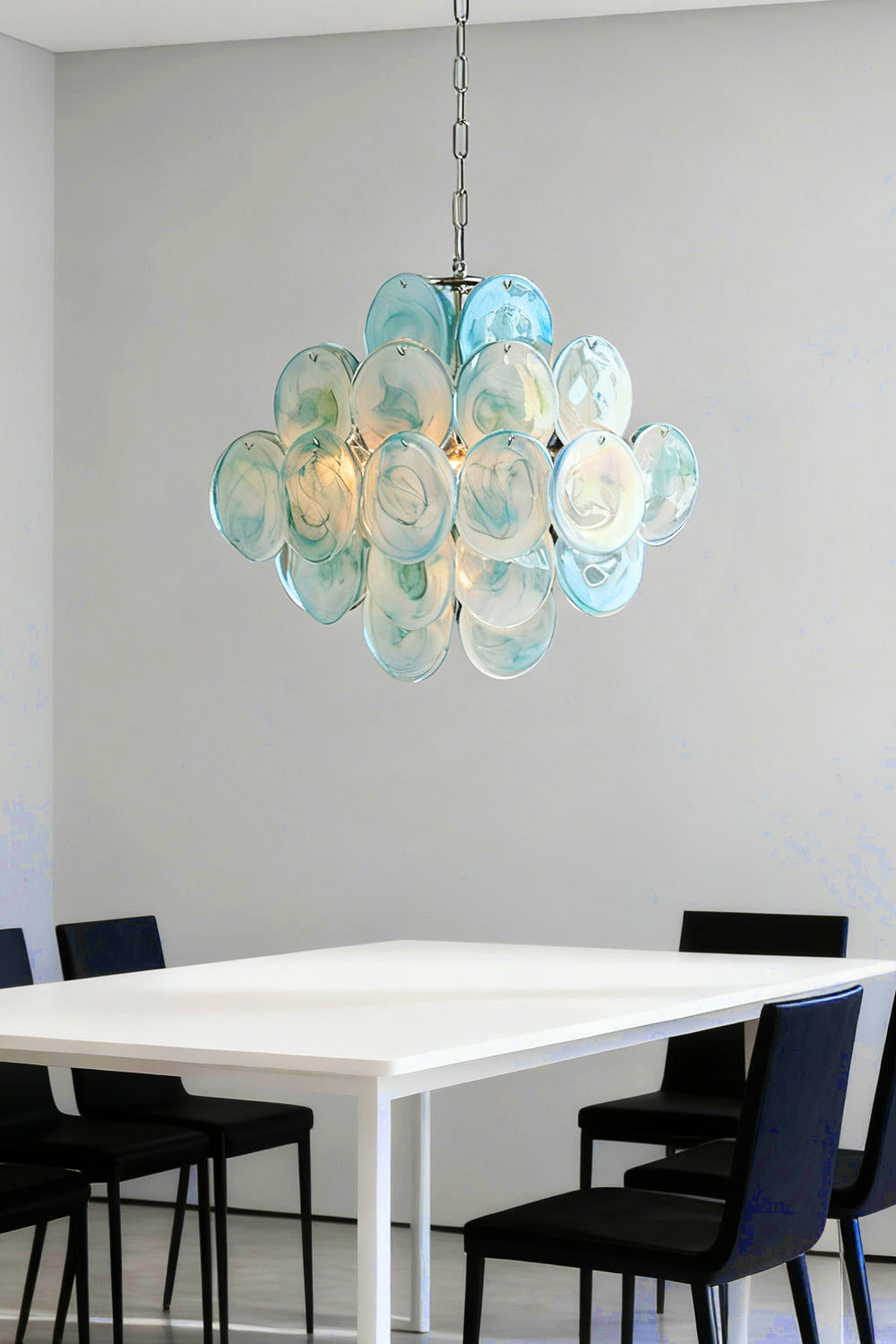 Blue Murano Disk Chandelier