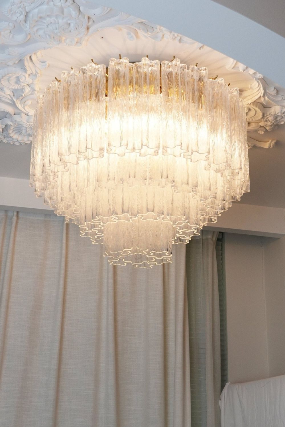 Clear Murano Glass Tronchi Ceiling Light