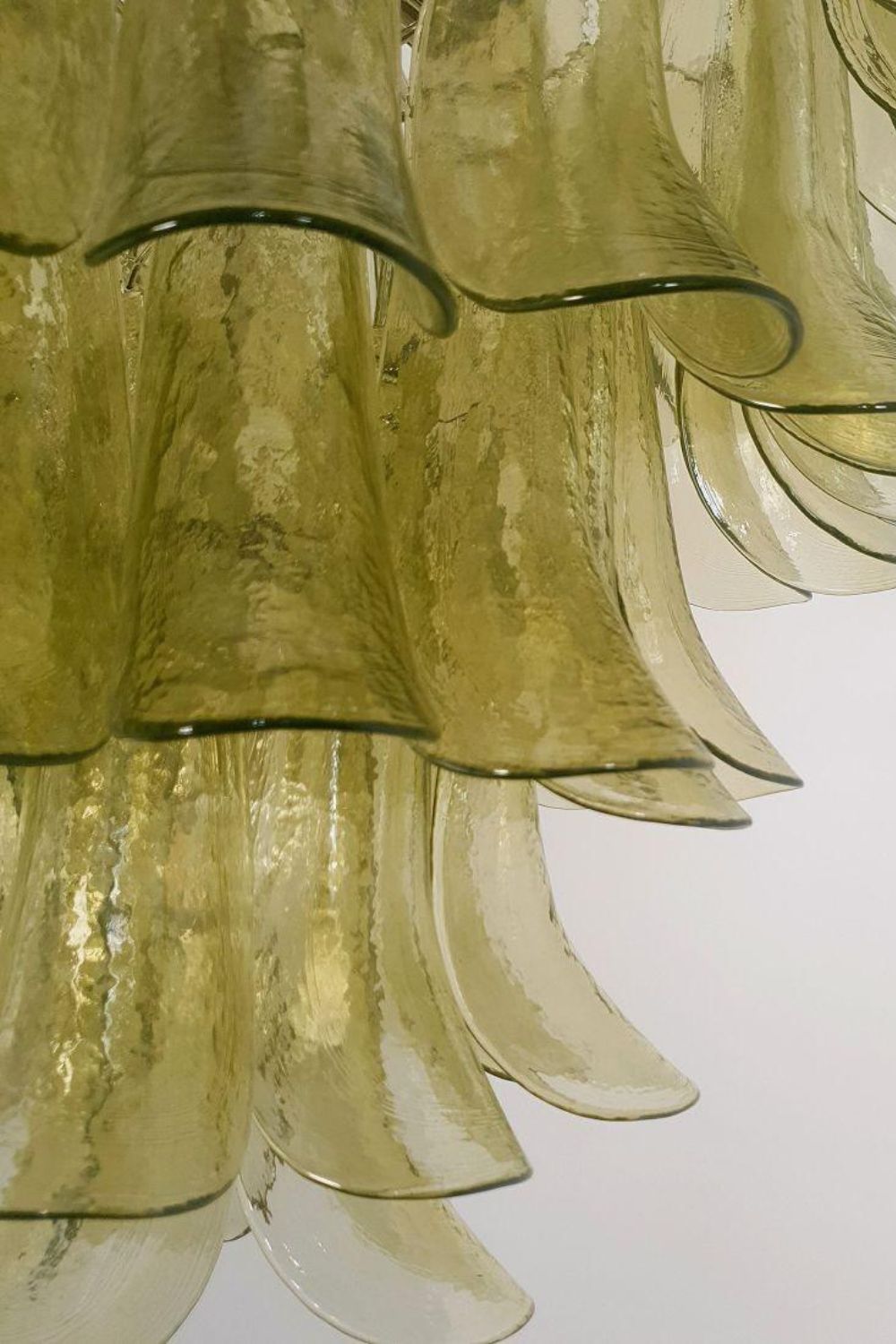 1970s Green Murano Glass Petal Chandelier