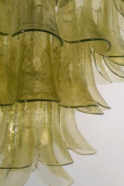 1970s Green Murano Glass Petal Chandelier