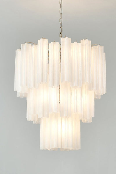 Three-tier Murano frosted white glass chandelier