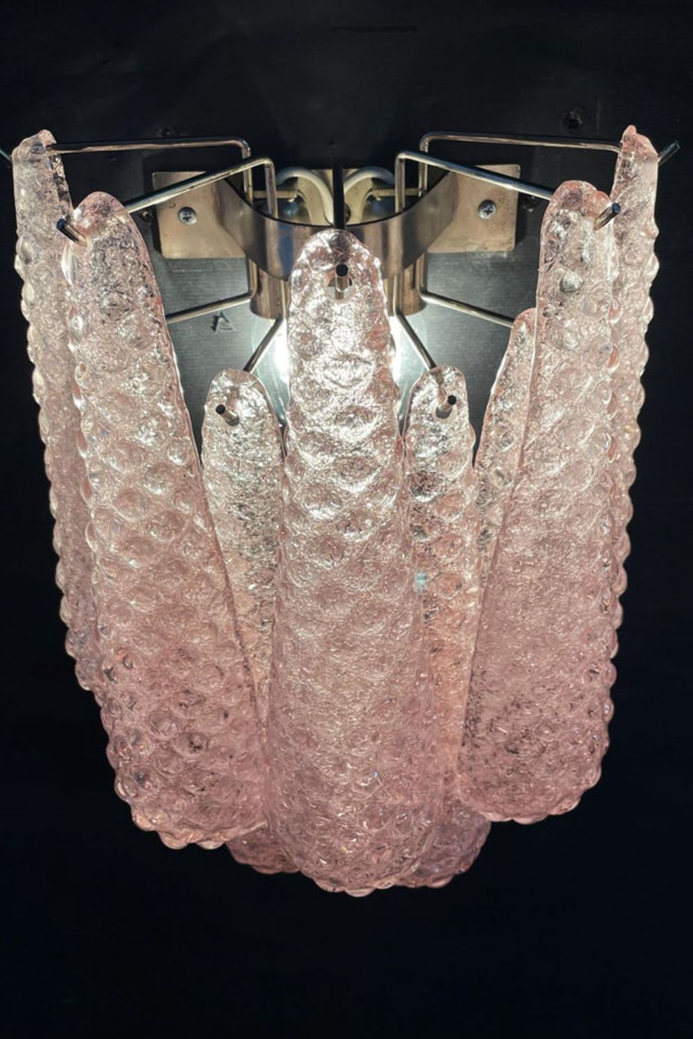 1970s Pink Murano Glass Petal Wall Lamp