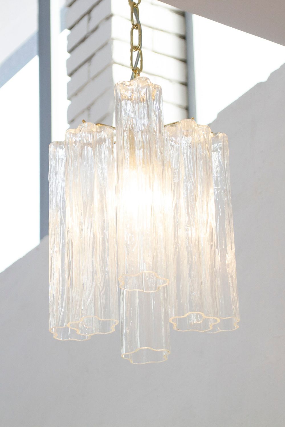 Clear Glass Tronchi Suspension Lamp, 1990s