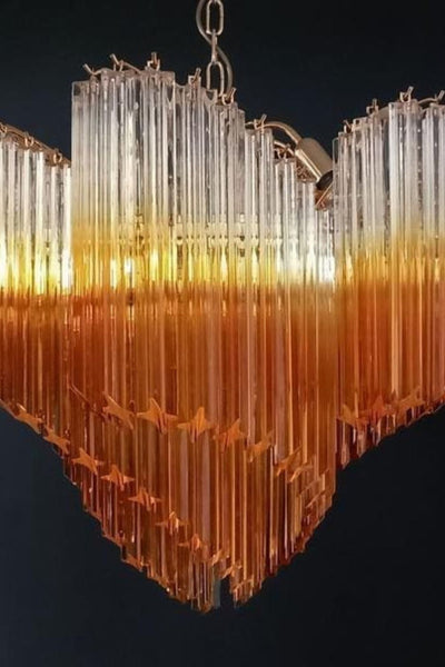 Shaded Amber Murano Crystal Prism Chandelier