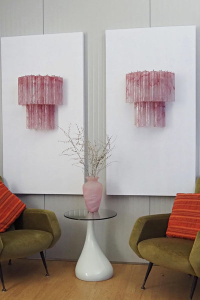 Pink Murano Glass Alabaster Wall Lamp