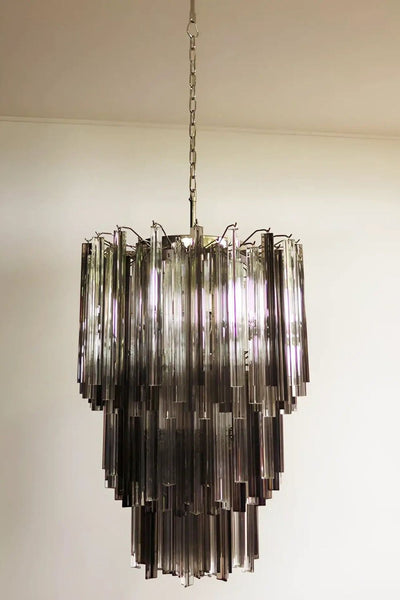 Smoked and Clear Murano Glass Prism Chandelier