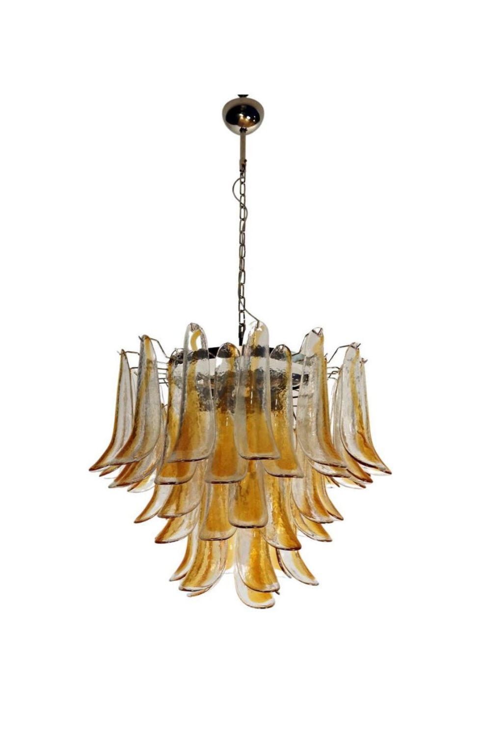 Mazzega Amber Glass Petal Chandelier