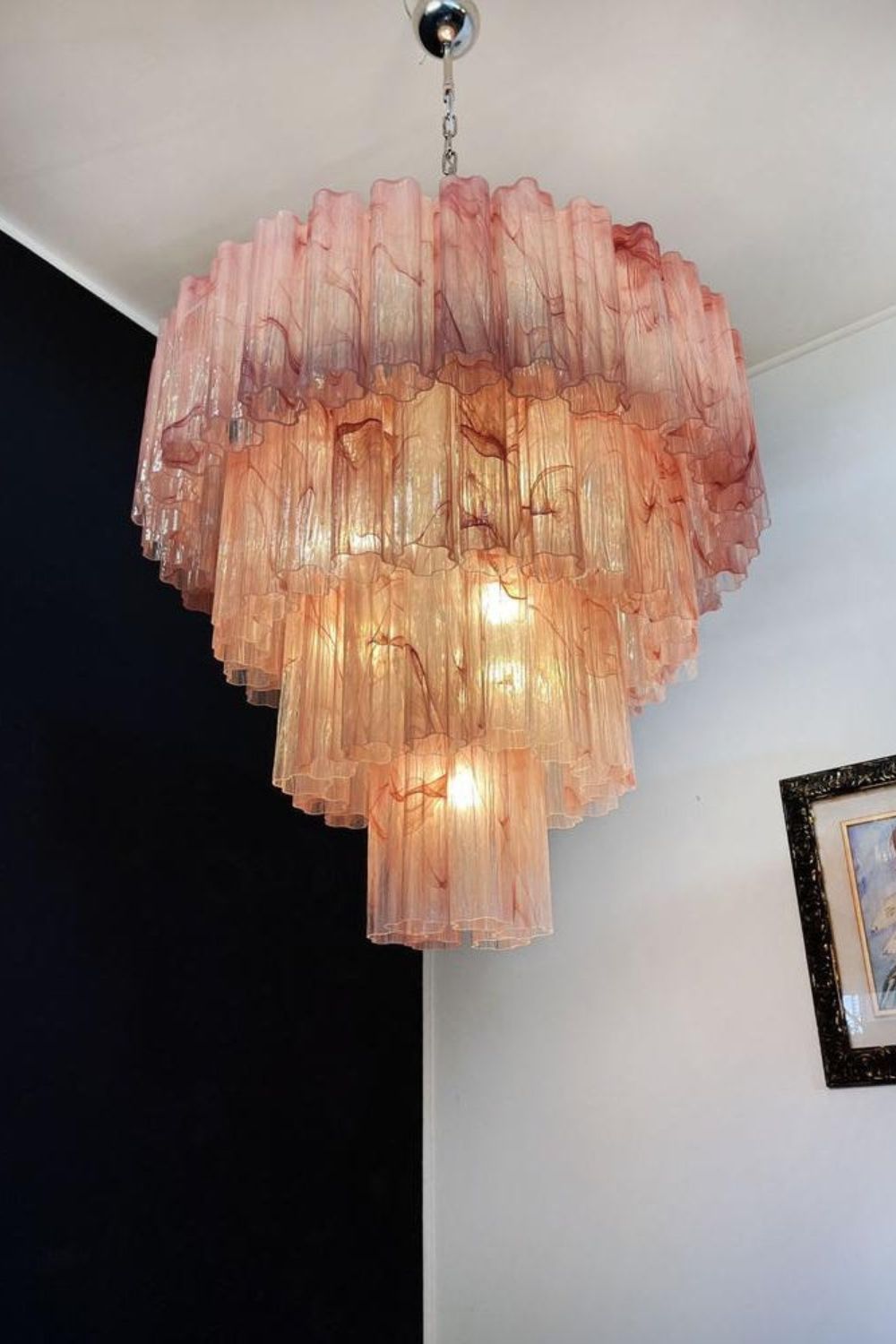 murano red cloud glass multi-layer chandelier, 1990