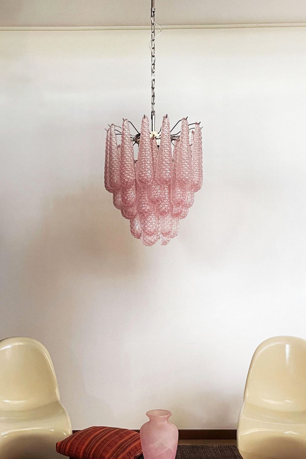 Pink Murano Glass Teardrop Chandelier