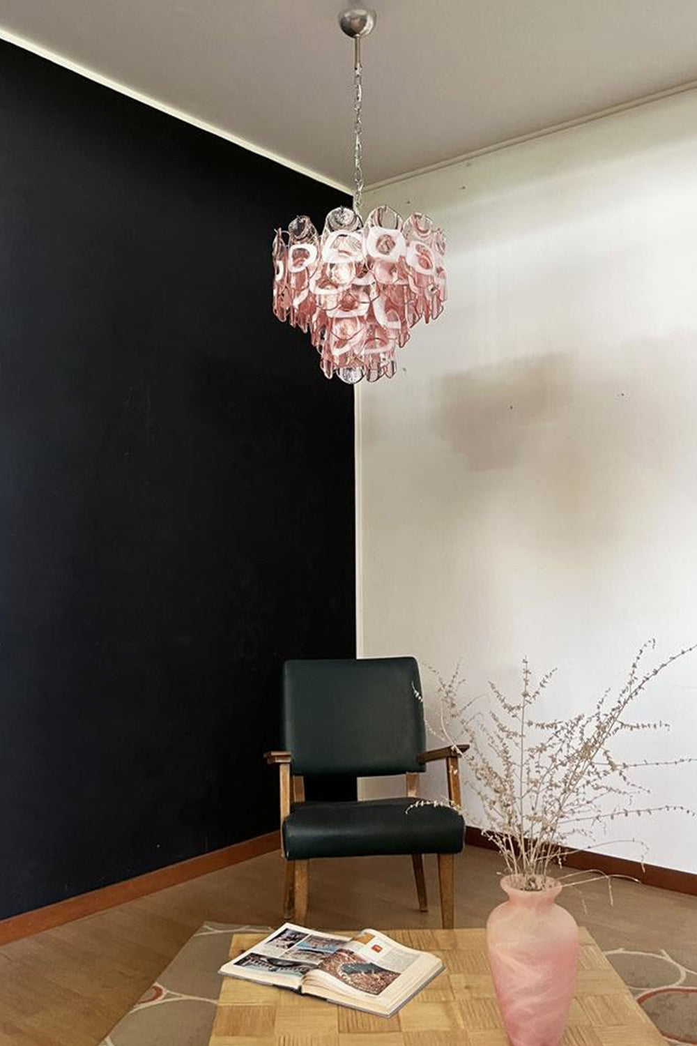 Pink Shell-Shaped Glass Chandelier