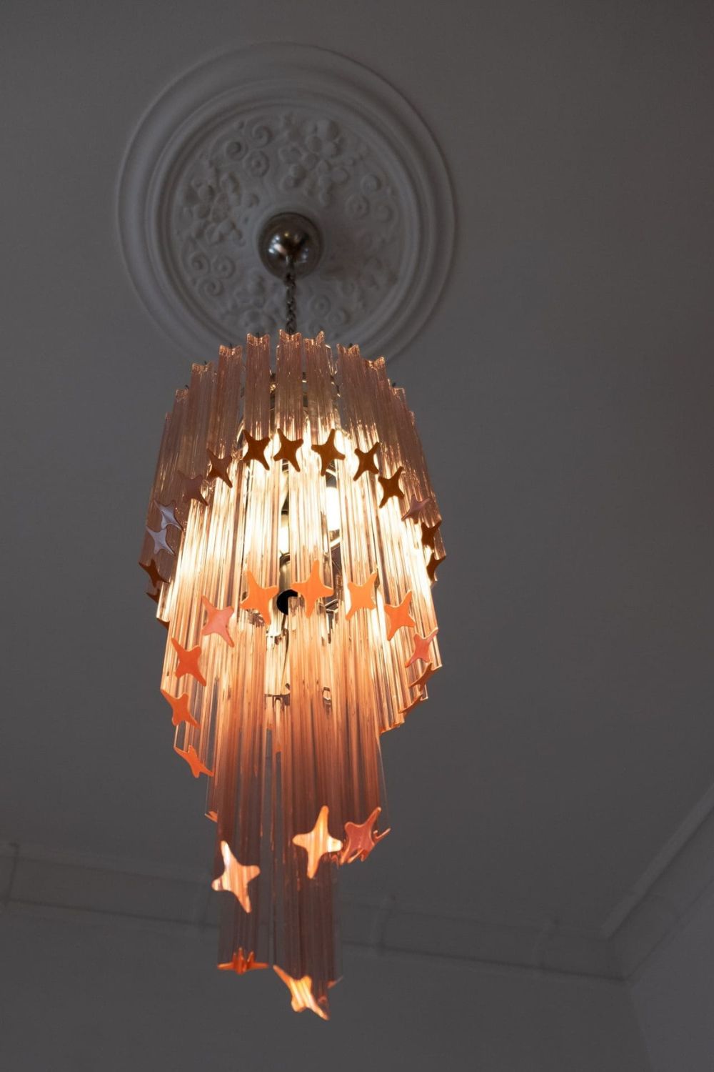 Pink Murano Glass Prism Spiral Chandelier