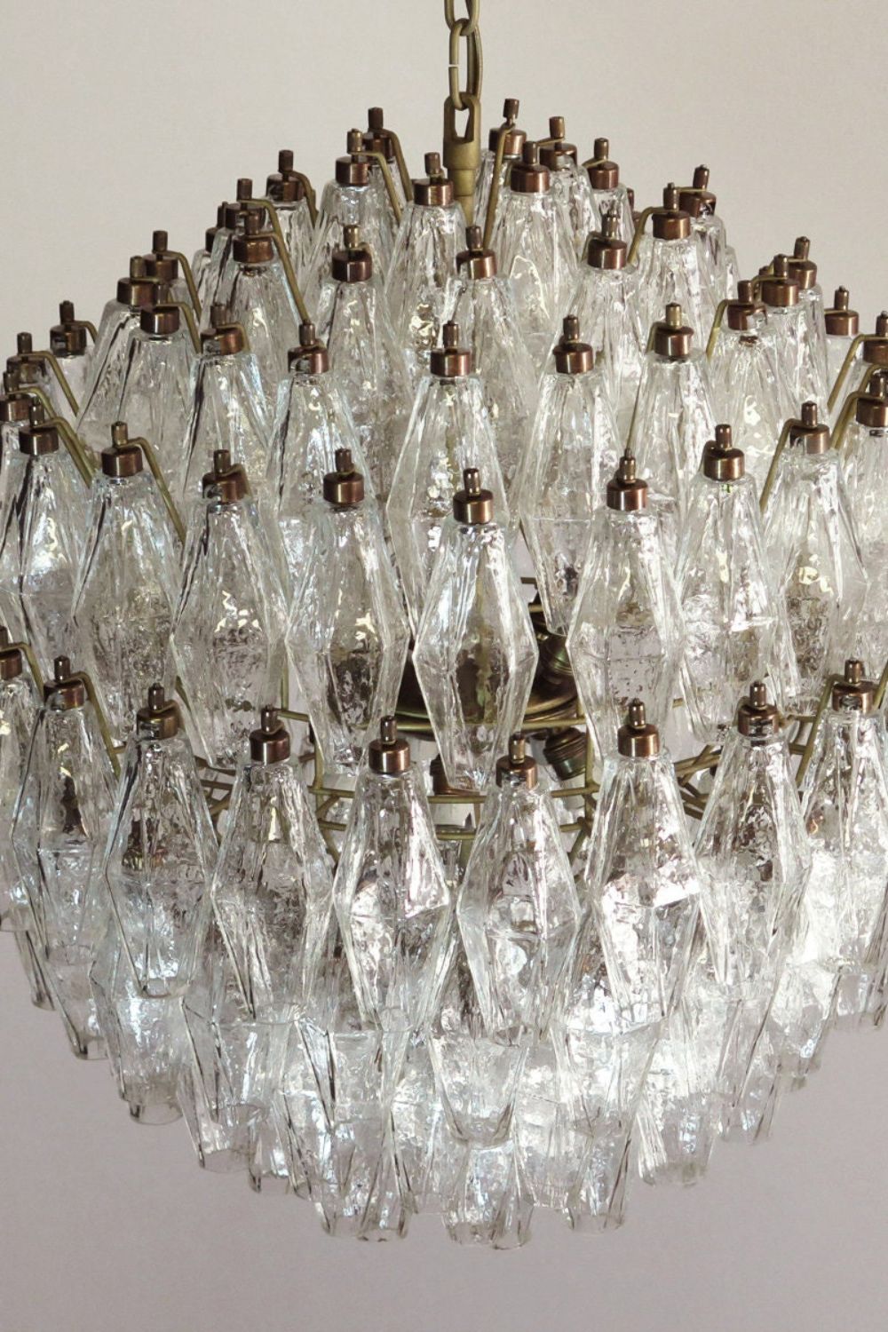 spherical Clear Murano Polyhedron Glass Chandelier