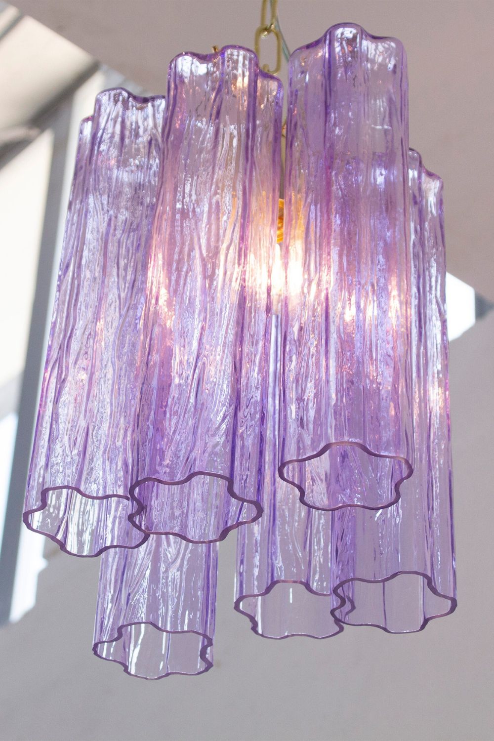 Italian Murano Style Purple Tronchi Chandelier