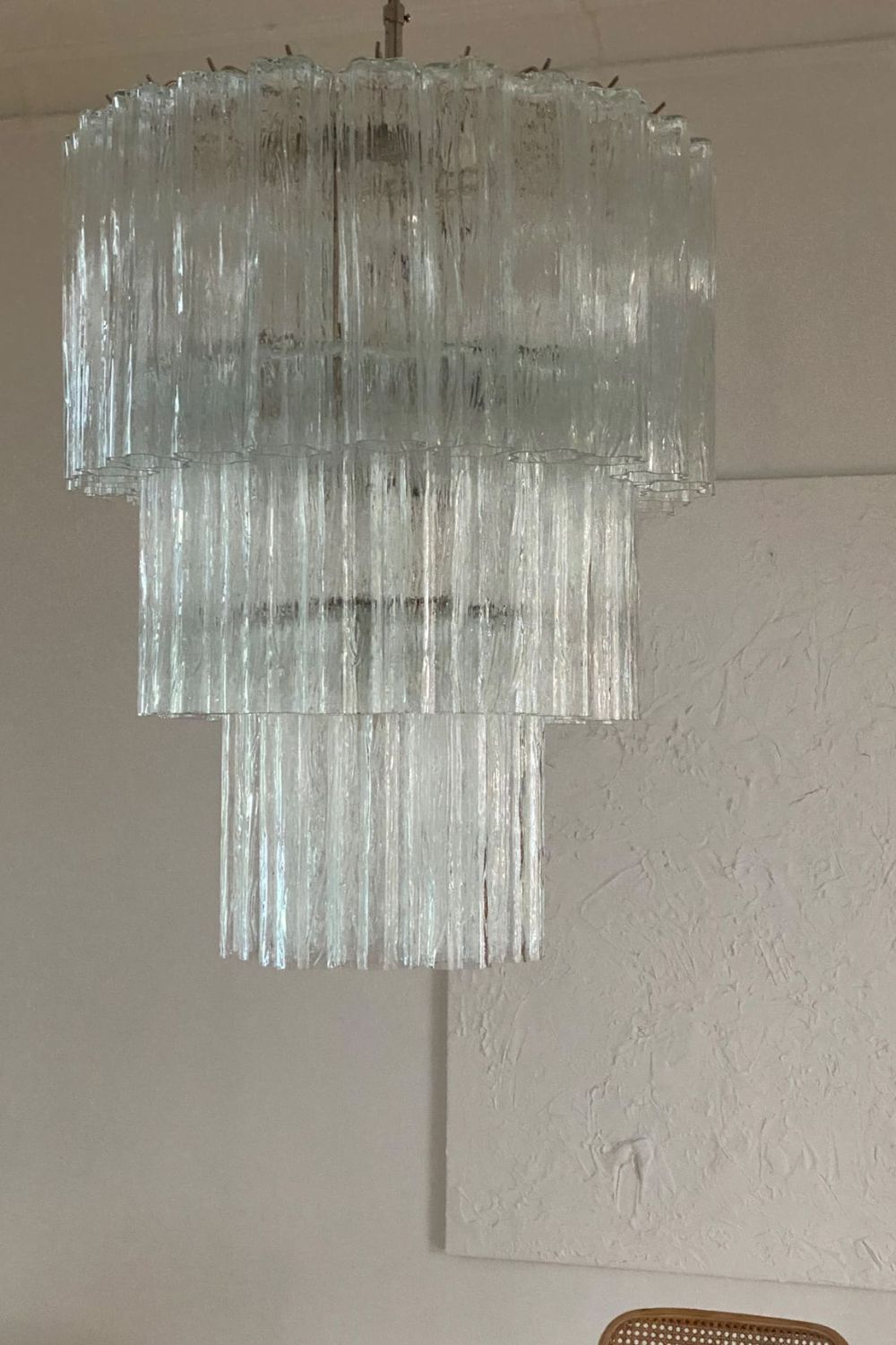 52-Tube Clear Murano Glass Chandelier