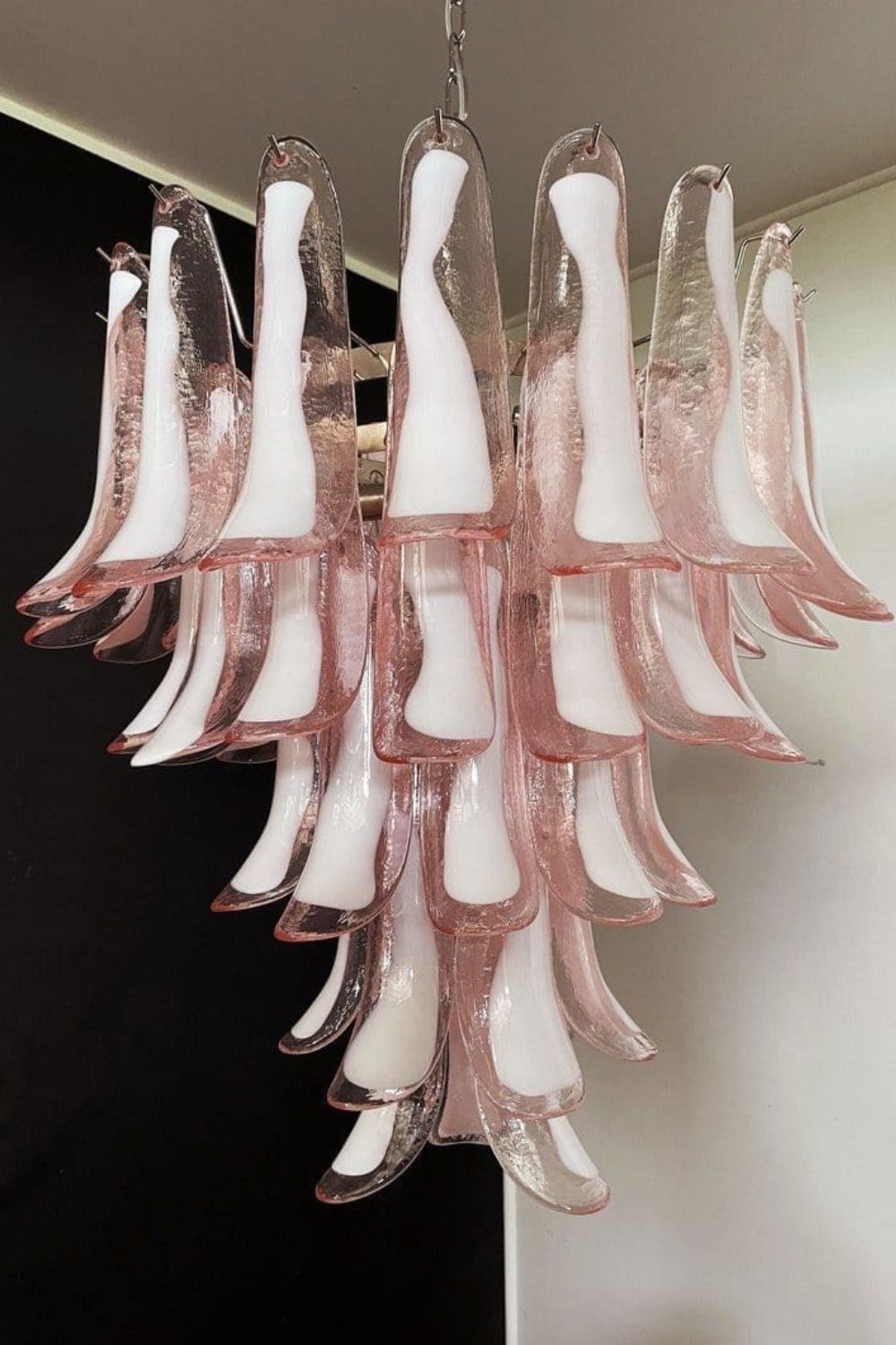 Murano Blush Pink Glass Petal Chandelier