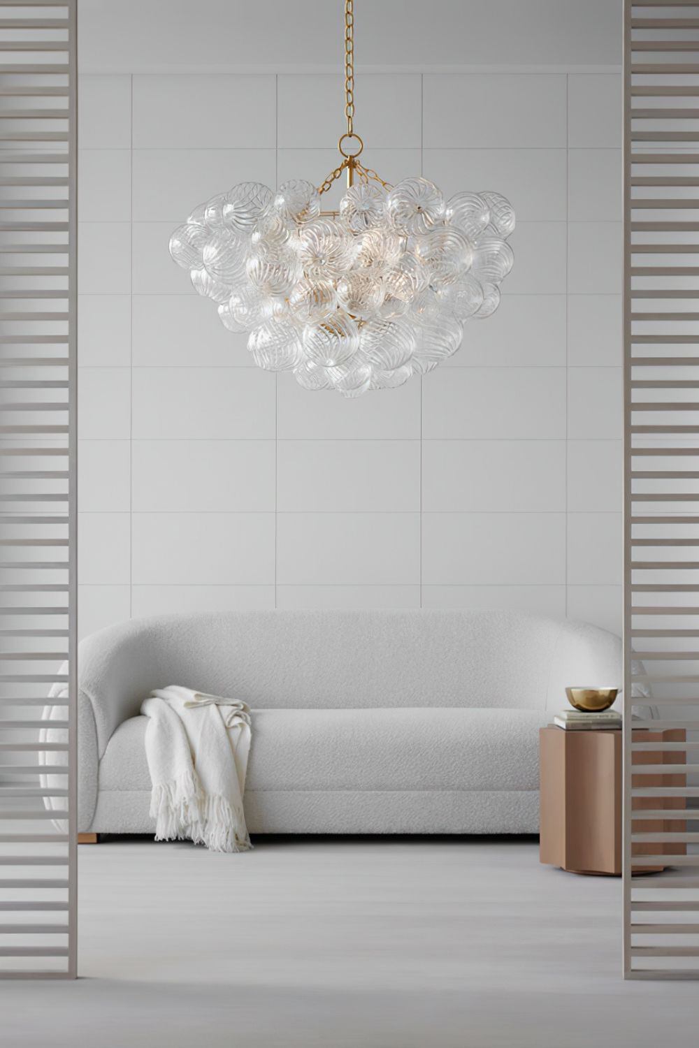 Modern Gold and Clear Glass Sphere Chandelier