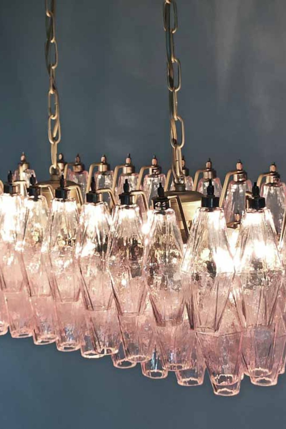 Murano Poliedri Pink Glass Chandelier