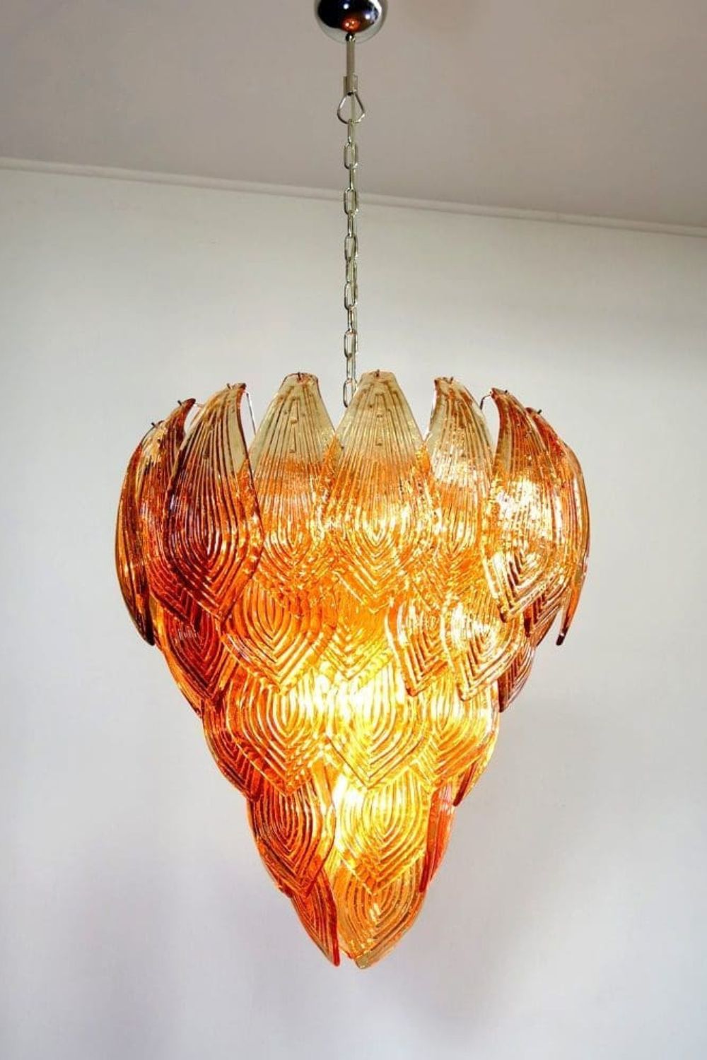 Murano Style Amber Felci Glass Chandelier