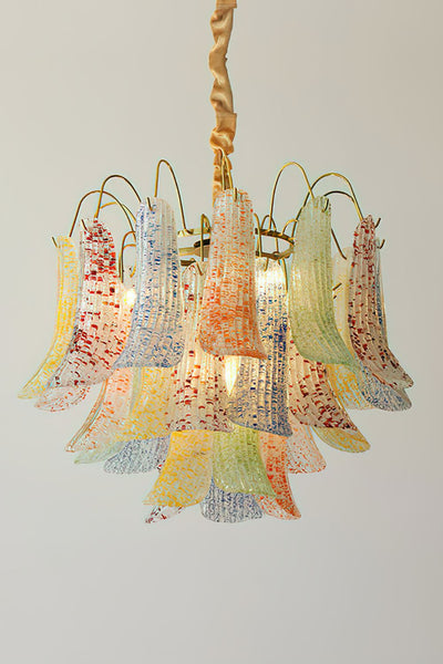 Mazzega Murano Petal Stained Glass Chandelier