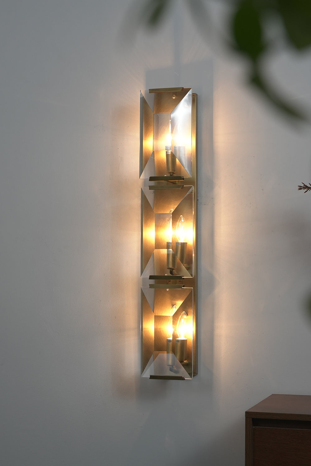 Triple Sparkling Faceted Wall Light