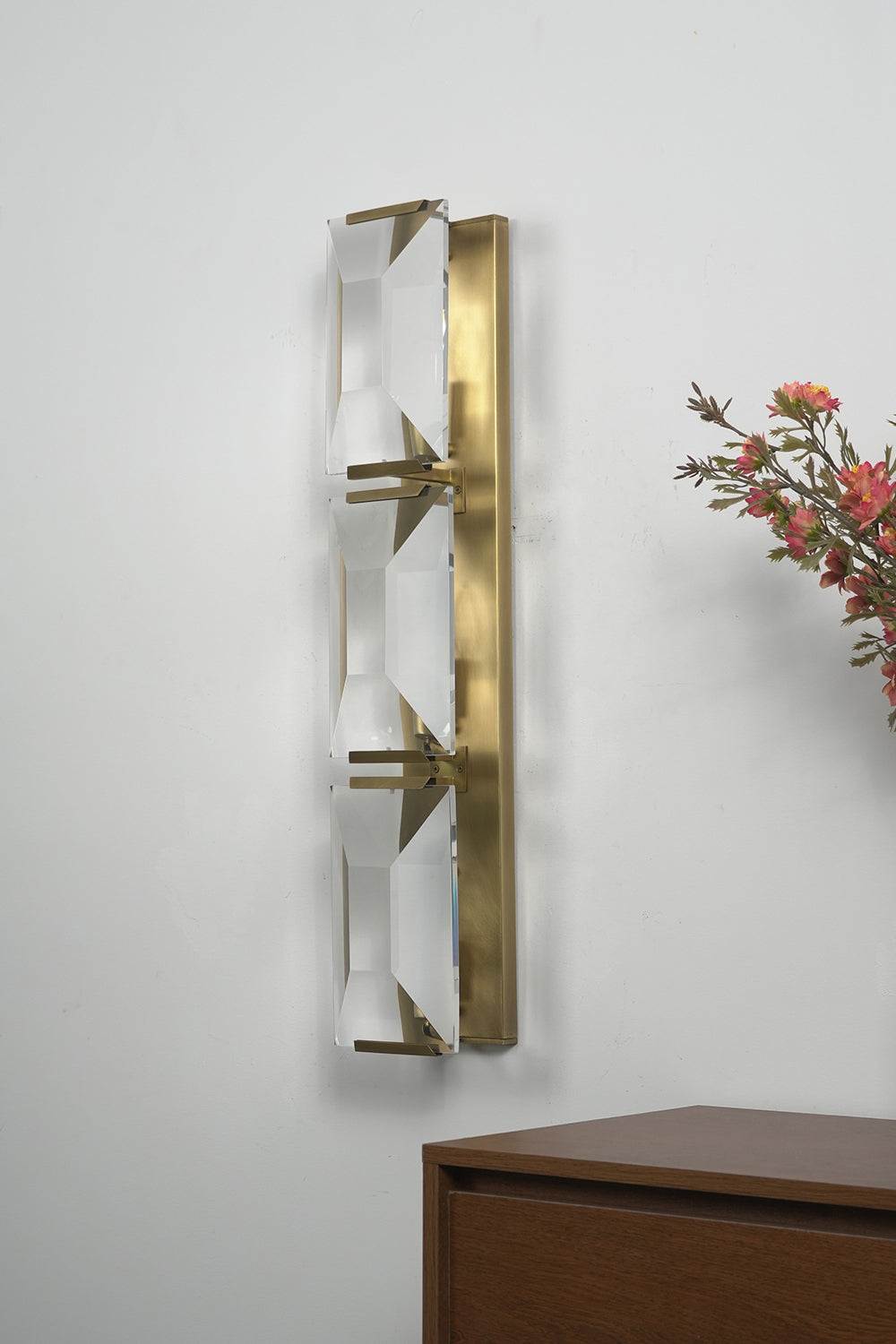 Triple Sparkling Faceted Wall Light