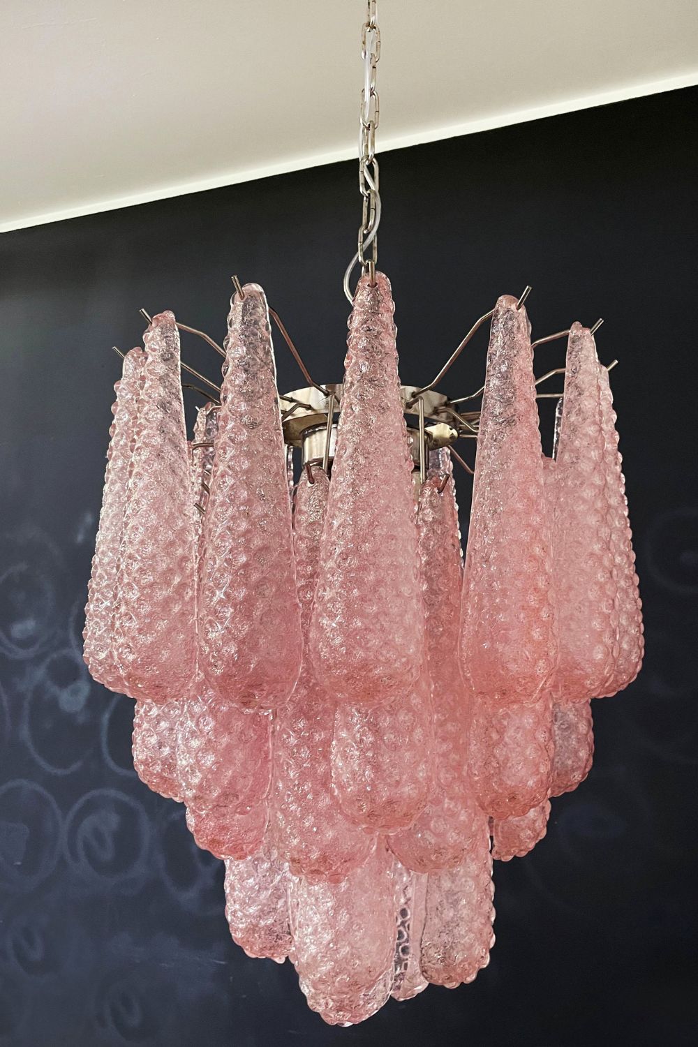 Pink Murano Glass Teardrop Chandelier