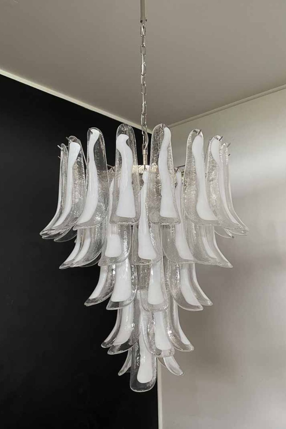 Clear Murano Glass Petal Chandelier