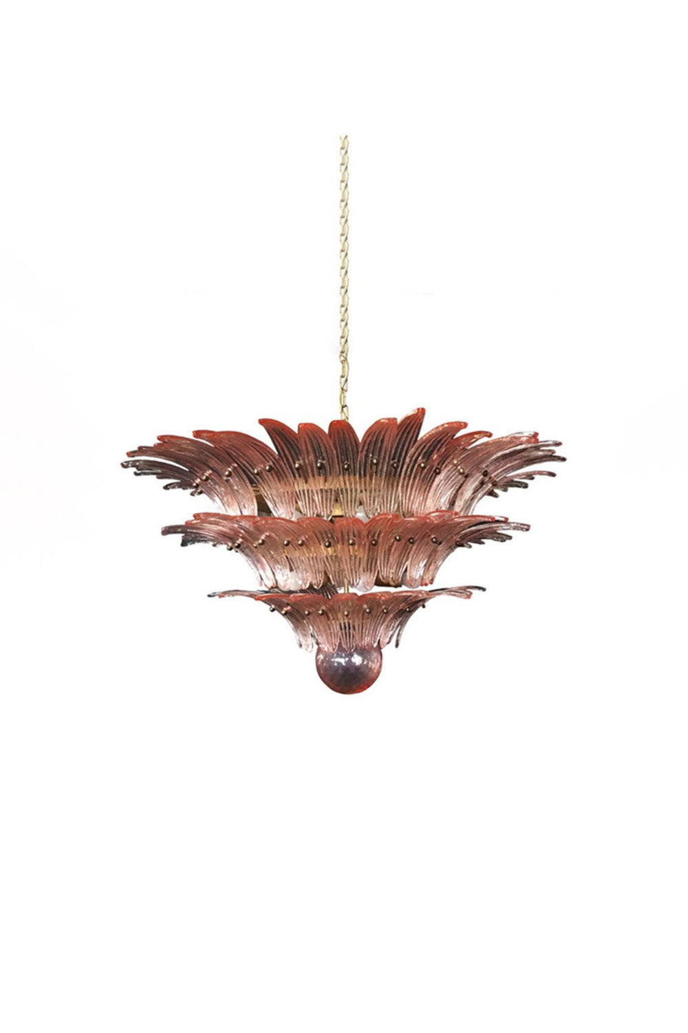 Murano Vintage Palm Pink Triple Glass Chandelier