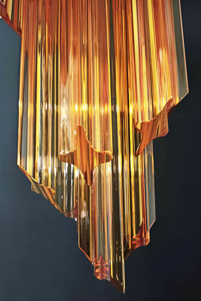 Amber Murano Glass Prism Spiral Chandelier