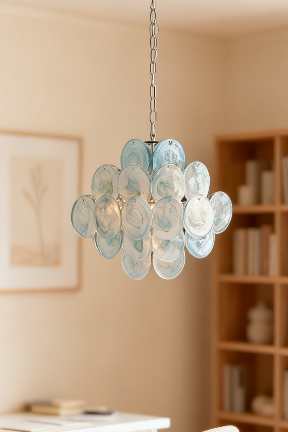 Blue Murano Disk Chandelier