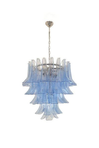 Vintage 1980s Blue Murano Glass Petal Chandelier