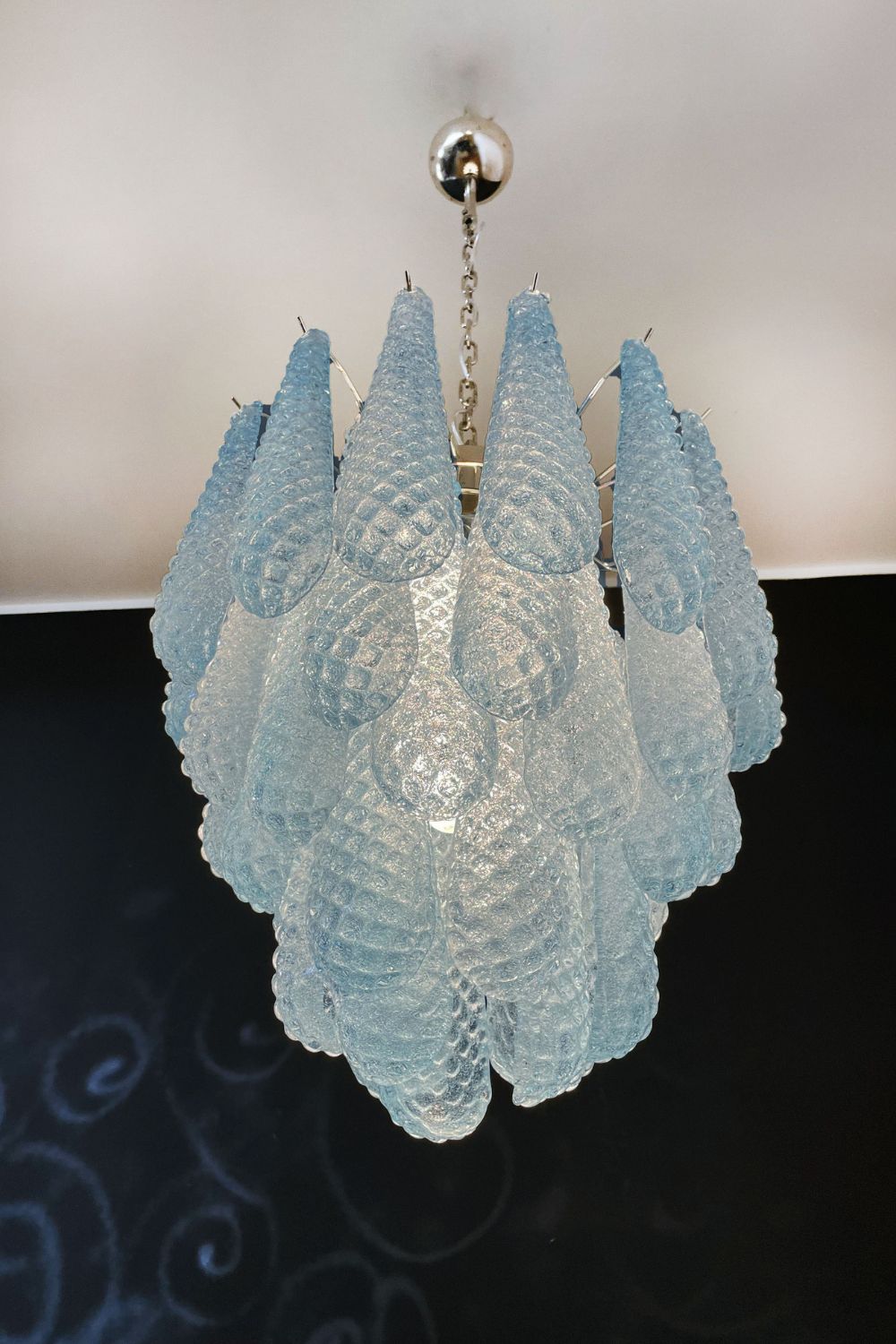 Vintage Italian Blue Murano Teardrop Chandelier