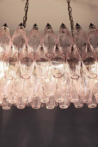 Murano Poliedri Pink Glass Chandelier