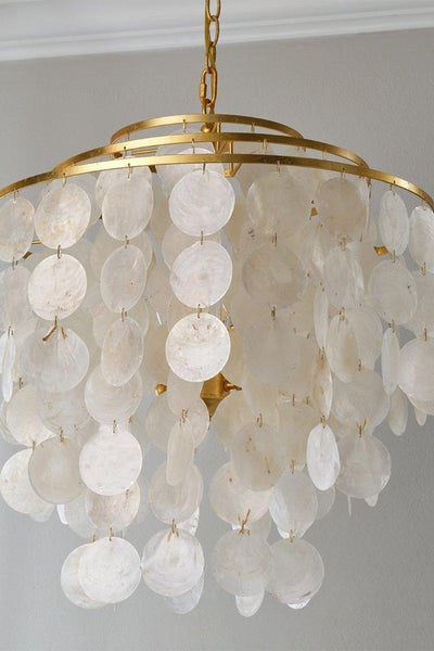 Modern Tiered Capiz Shell Chandelier