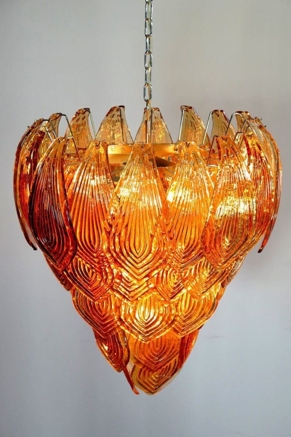 Murano Style Amber Felci Glass Chandelier