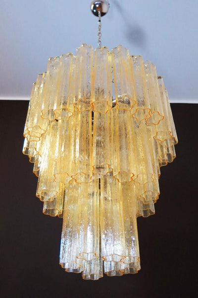 Three-Tier Yellow  Glass Murano Chandelier