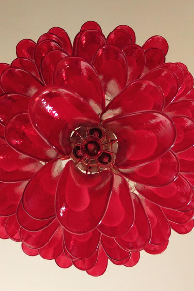 Mid-Century Red Murano Glass Petal Chandelier