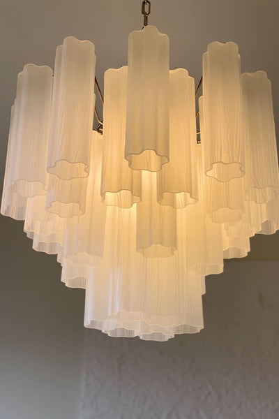 Murano Opal Tube  Chandelier - 36 tubes