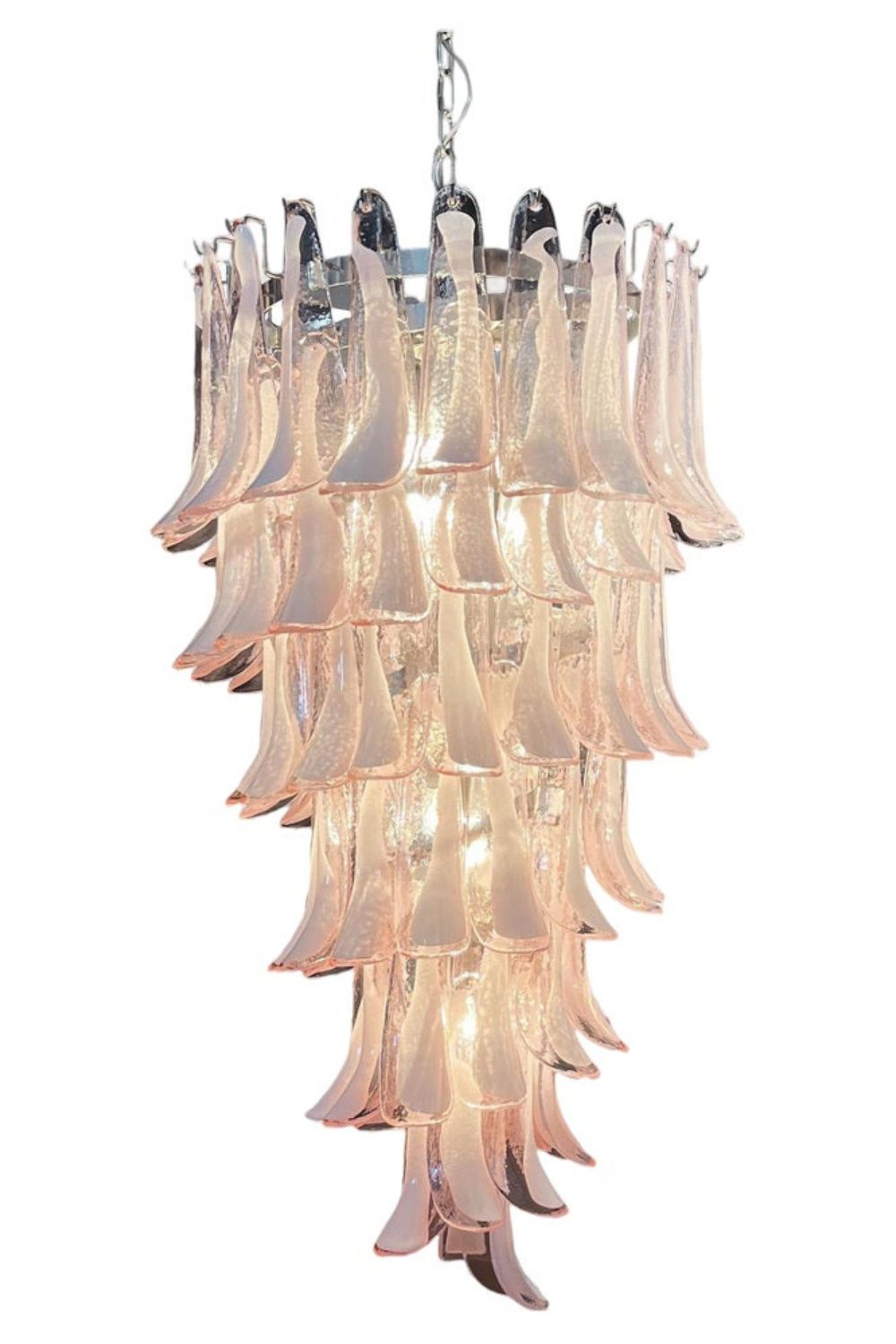 Italian Vintage Pink Spiral Murano Chandelier