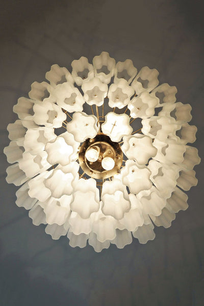 Three-tier Murano frosted white glass chandelier