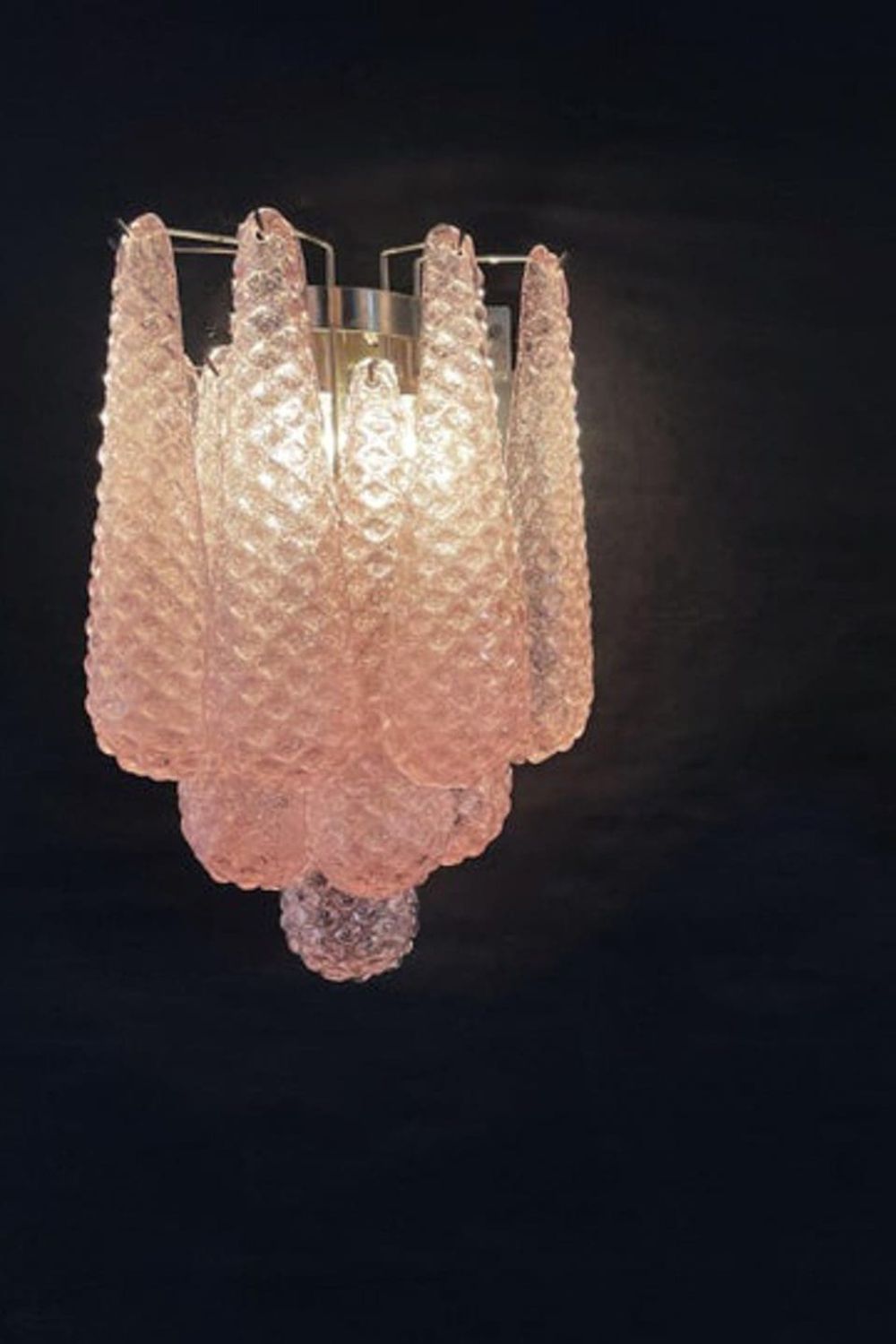 1970s Pink Murano Glass Petal Wall Lamp